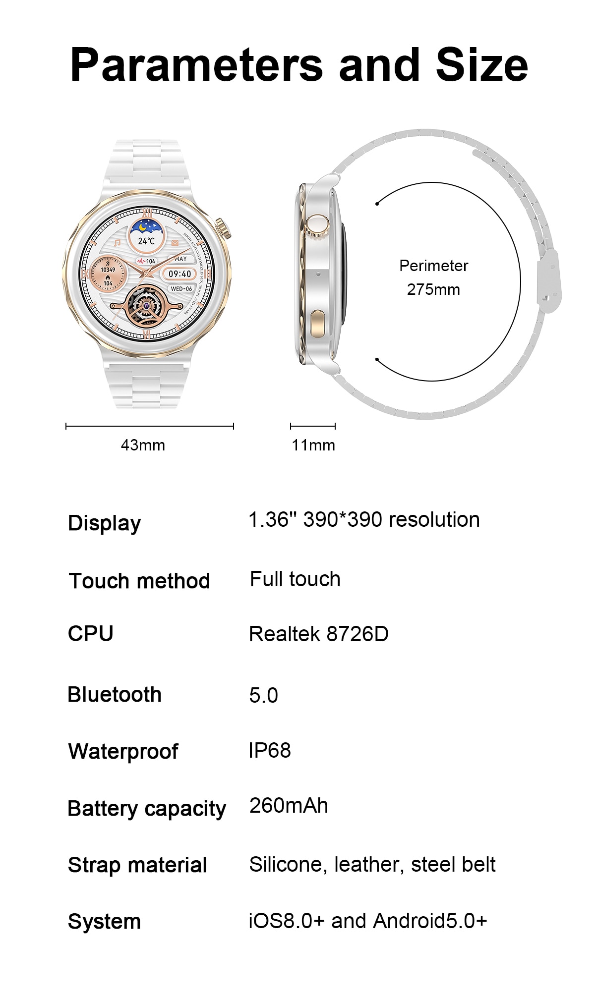 2022 Bluetooth Call NFC Smart Watch Women 1.32 inch 390*390 HD Screen Ladies Smartwatch Heart Rate Blood Pressure Monitor Music
