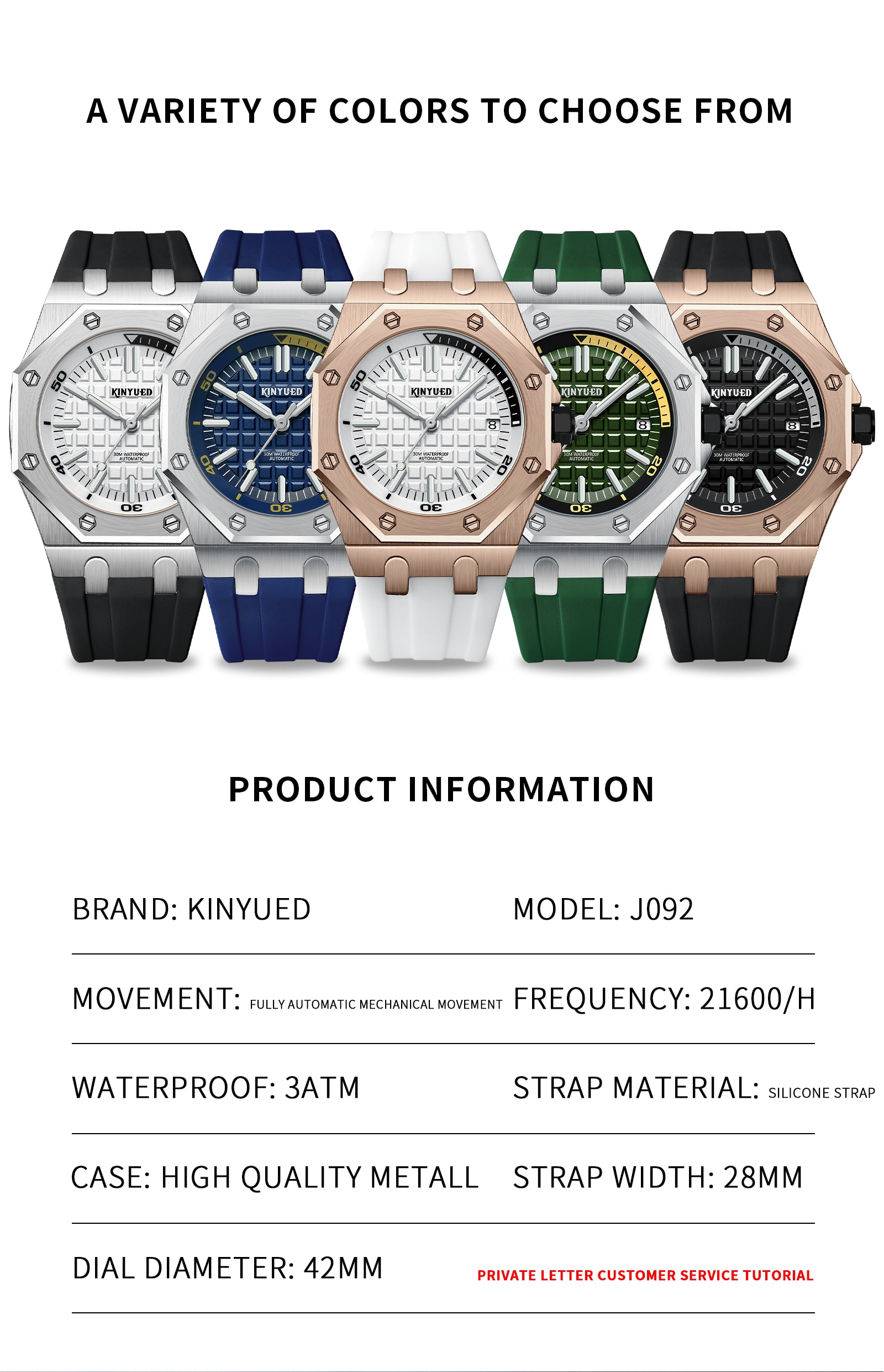 New Men's Watch Top Luxury Brand Automatic Mechanical Watch Men's Fashion Silicone Strap Waterproof Watch Date