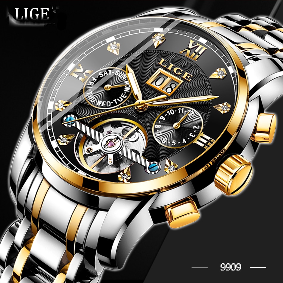Relogio Masculino LIGE 2022 Men's Self-Wind Tourbillon Mechanical Watches Water Resistant Automatic Skeleton Watch Men Relojes