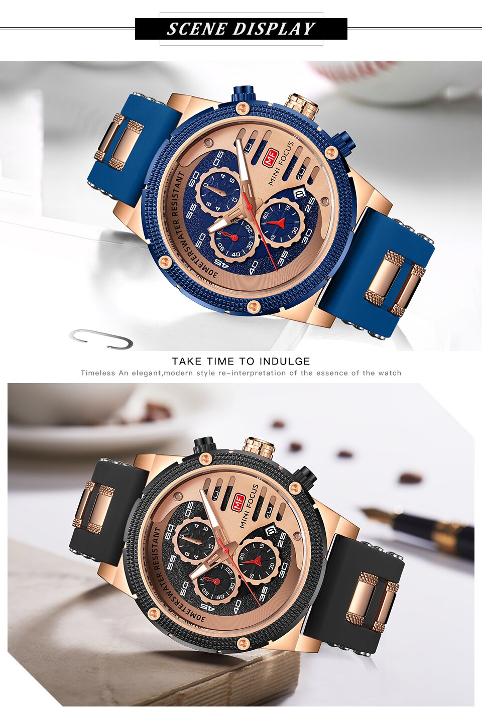 MINI FOCUS Fashion Men's Watches Luxury Brand Quartz Waterproof Sports Wristwatch Relogio Masculino Reloj Hombre Silicone Strap