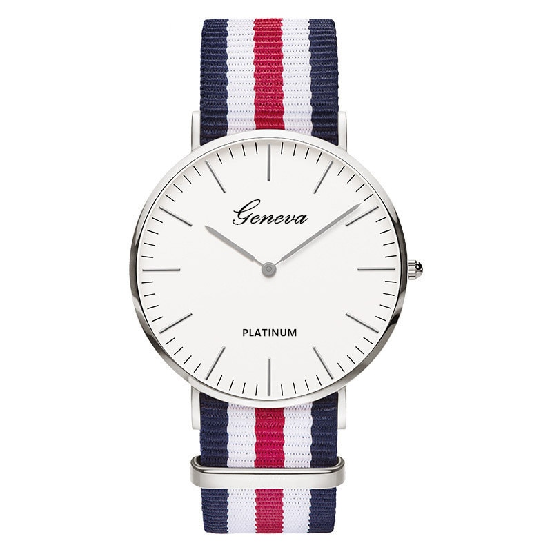 Classic Fashion Stripe Nylon Band Women Watch Top Luxury Brand Men Quartz Wrist Watch Lady Watch Montre Femme Horloge Saat Clock