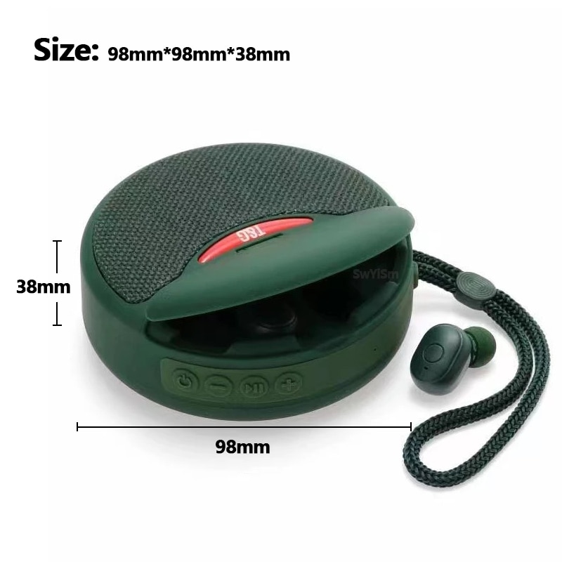2 in 1 bluetooth Speaker + Headset Wireless 3D Stereo Subwoofer Music Sports In-Ear Earphone Support TF Card FM Radio