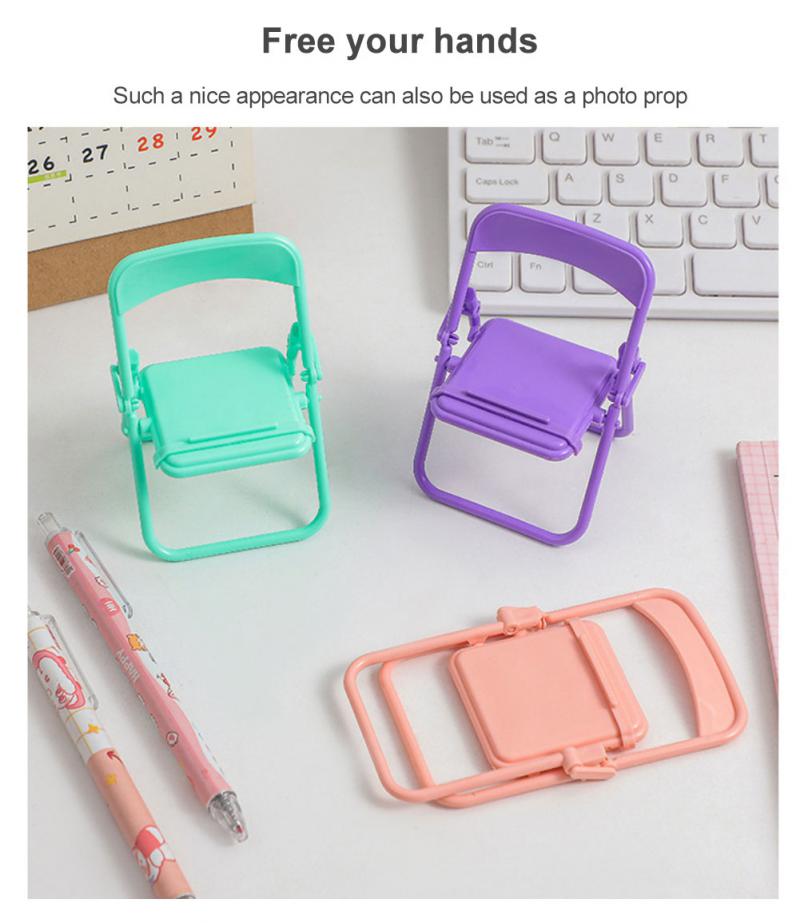 1PCS Mobile Tablet Holder Mini Folding Chair Stand Table Cell Phone Holder For IPhone Xiaomi Huawei Phone Portable Bracket 2022