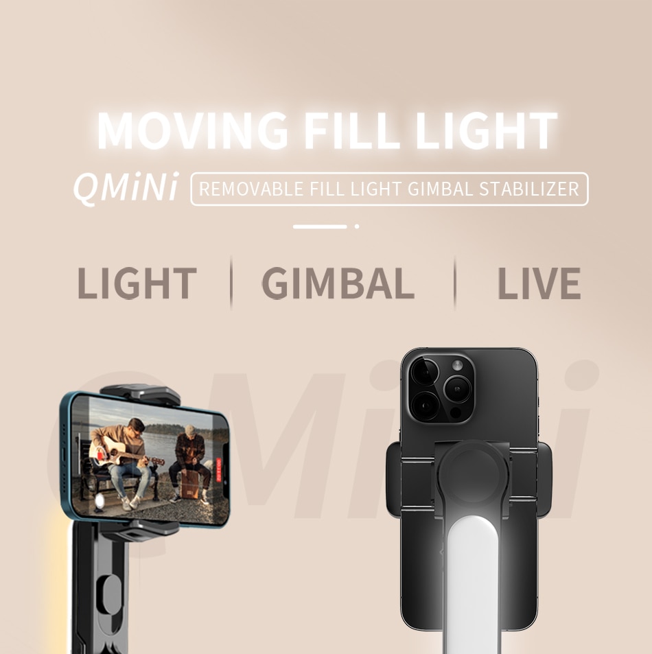 Gimbal Stabilizer Selfie Stick Tripod with Fill Light Wireless Bluetooth for HUAWEI Xiaomi IPhone 13 Cell Phone Smartphone