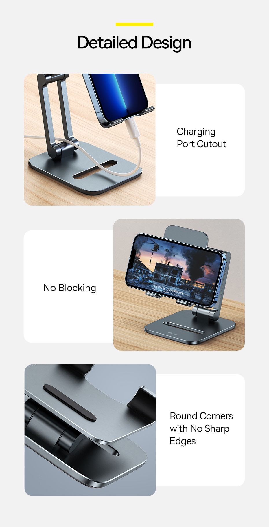 Baseus Phone Holder Desk Mobile Phone Stand Foldable Metal Tablet Holder Support For iPhone 13 12 iPad Pro Air Universal Holder