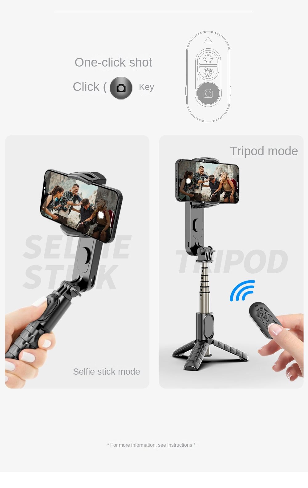 Xiaomi Mini Gimbal Stabilizer Bluetooth Tripod Stand with Remote Control Gimbal Selfie Stick Selfie Stick 360° Rotation Holder