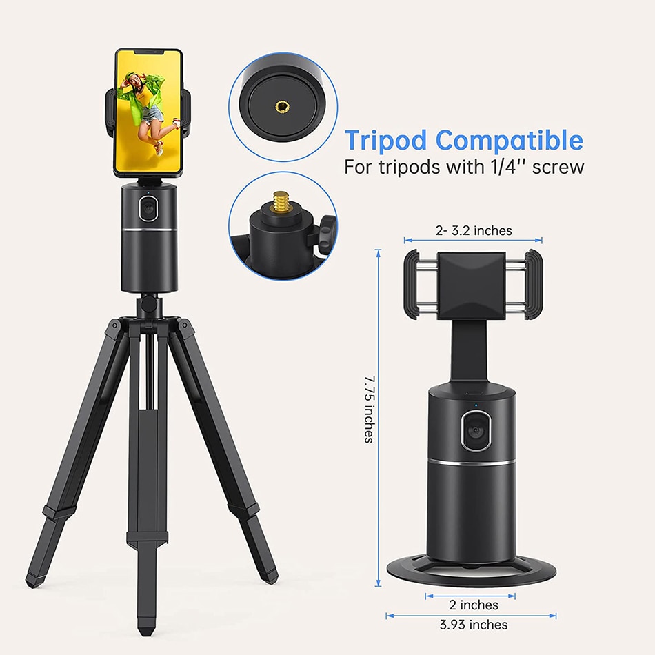 Auto Face Tracking Phone selfie stick Smart 360°rotation holder AI Follow-Up video Vlog Live Gimbal Stabilizer Tripod for mobile