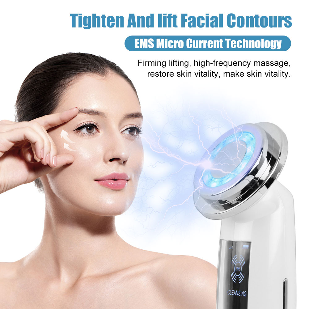 EMS Facial Massager LED Light Therapy Sonic Vibration Wrinkle Removal Skin Tightening Hot Cool Treatment Skin Care Beauty Device