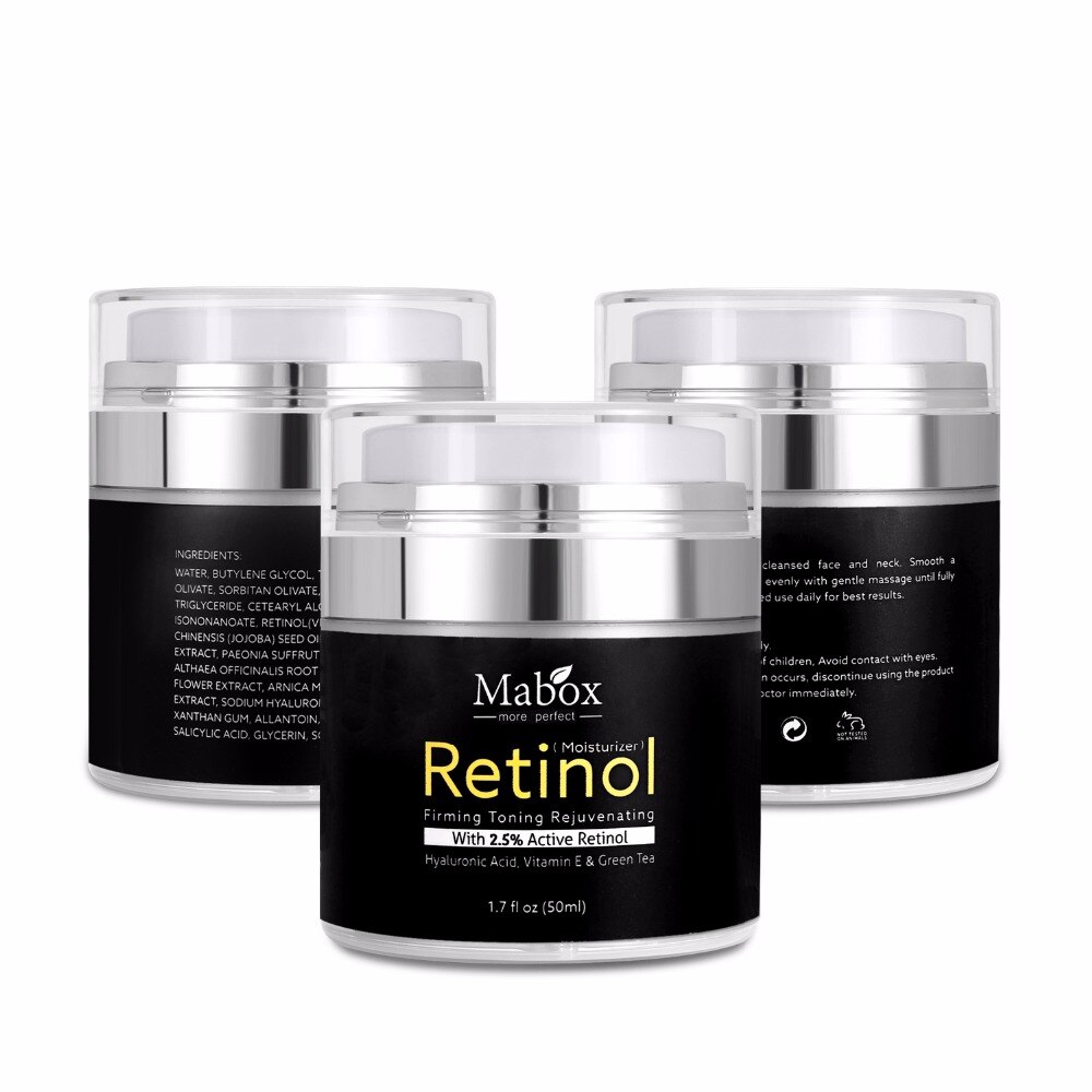 Mabox 50ml Retinol 2.5%Moisturizer Face Cream Hyaluronic Acid AntiAging Remove Wrinkle Vitamin E Collagen Smooth Whitening Cream