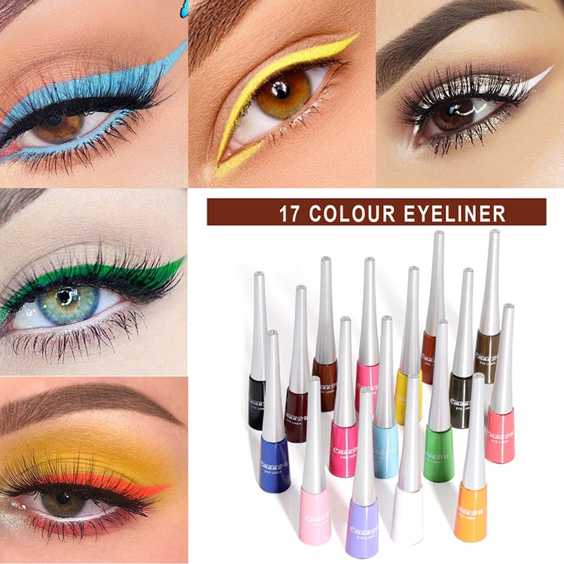 Cmaadu 17Colors MATTE Waterproof Eyeshadow Liquid Eyeliner Makeup Metallic Colorful Eyeliner Smooth Liquid Eye Liner *1pcs