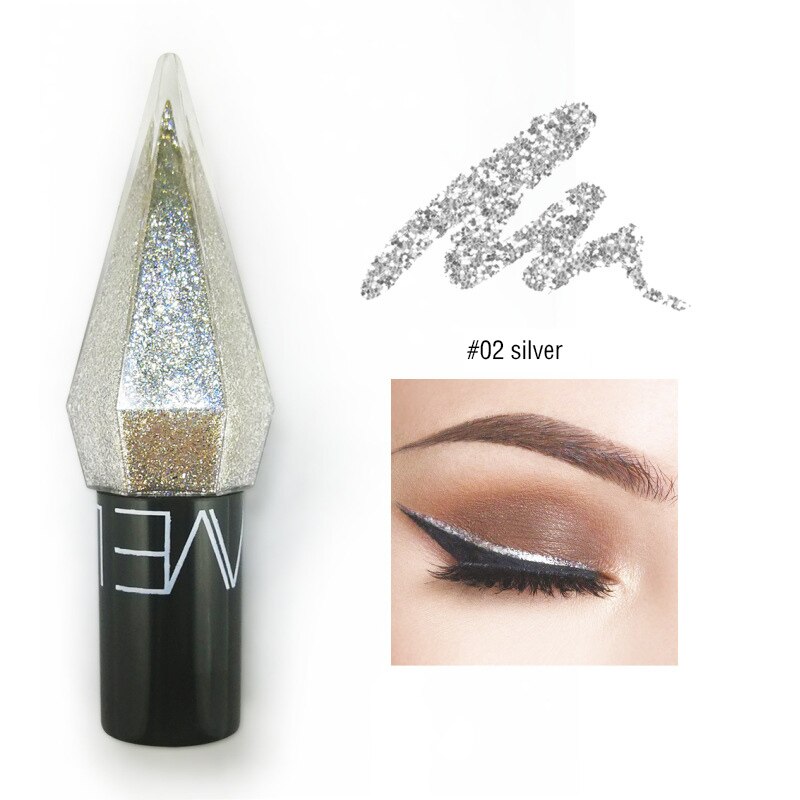 Shiny Eye Liners Pigment Silver Rose Gold Color Liquid Glitter eyeshadow Professional Eyeliner Beauty Cosmetics Makeup for Women