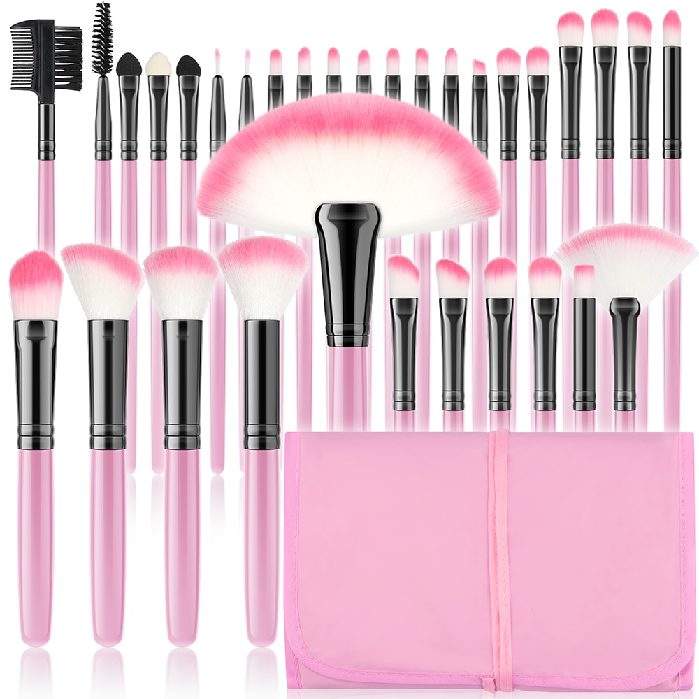 Pink Makeup Brushes Set Concealer Soft Fluffy for Cosmetics Foundation Blush Powder Eyeshadow Kabuki Blending Makeup Beauty Tool