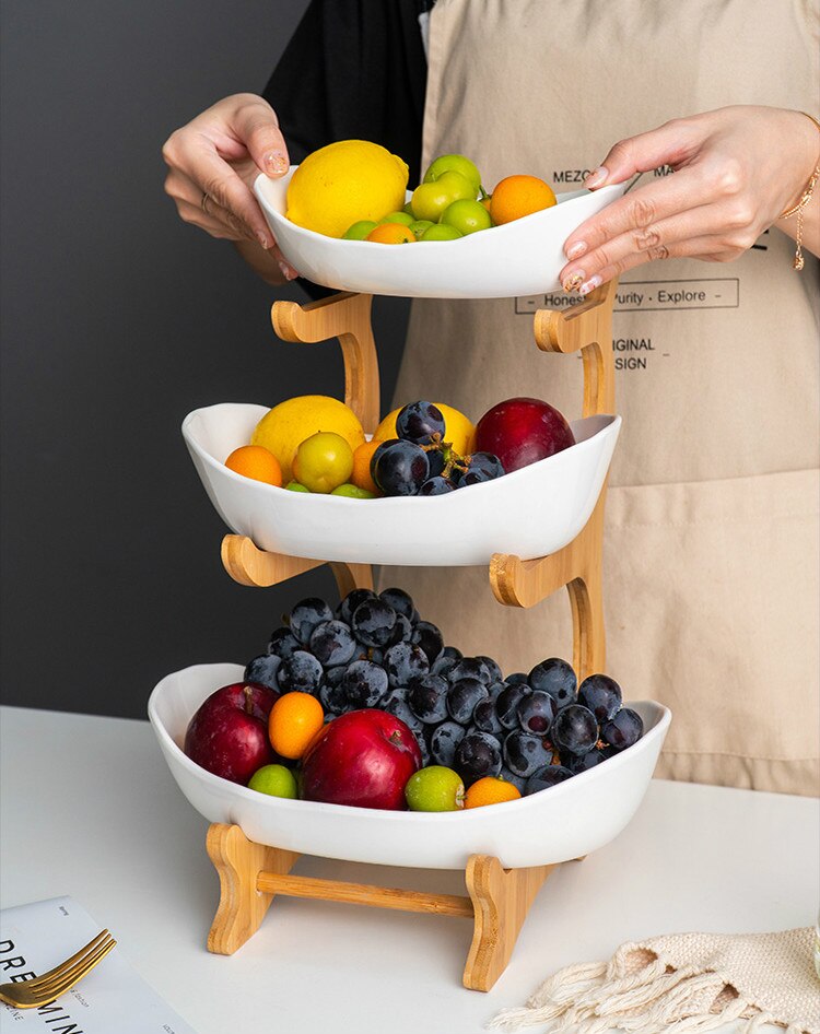 2021 Living Room Home Three-layer Plastic Fruit Plate Snack Dish Creative Modern Dried Fruit Bowl Basket Candy Cake Stand