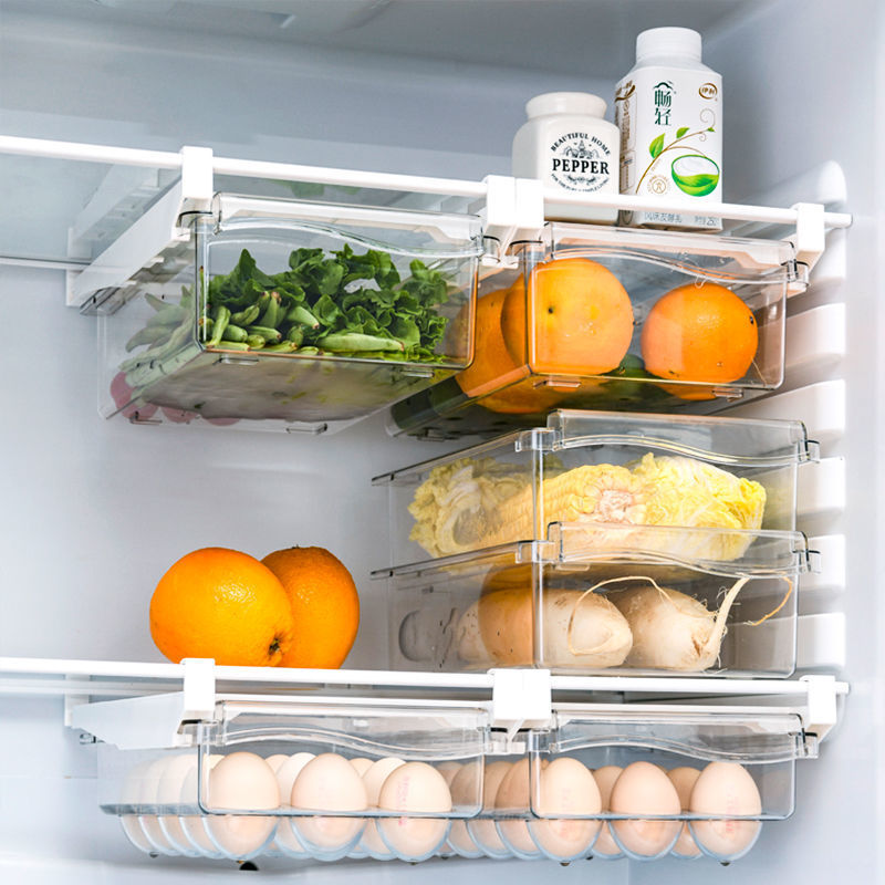 Fresh-keeping Kitchen Organizer Fridge Organizer Fruit Egg Refrigerator Storage Box Under-shelf Refrigerator Drawer Box