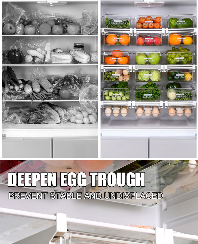 Kitchen Fruit Food Egg Storage Box Fridge Organizer Slide Under Shelf Drawer Box Rack Holder Refrigerator Crisper Keeping Flash