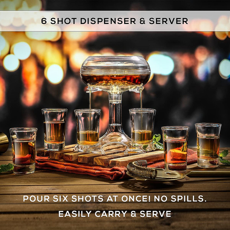 6 Shot Wine Dispenser Acrylic Holder Whisky Liquor Beer Dispenser Rack Pour Juice Beverage Divider Party Drinking Bar Club Tool