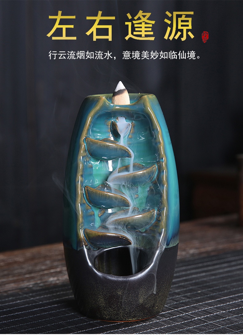 Burner Mountain River Ceramic Incense Holder Backflow Waterfall Incense Handicraft Home Decor Table Ornaments