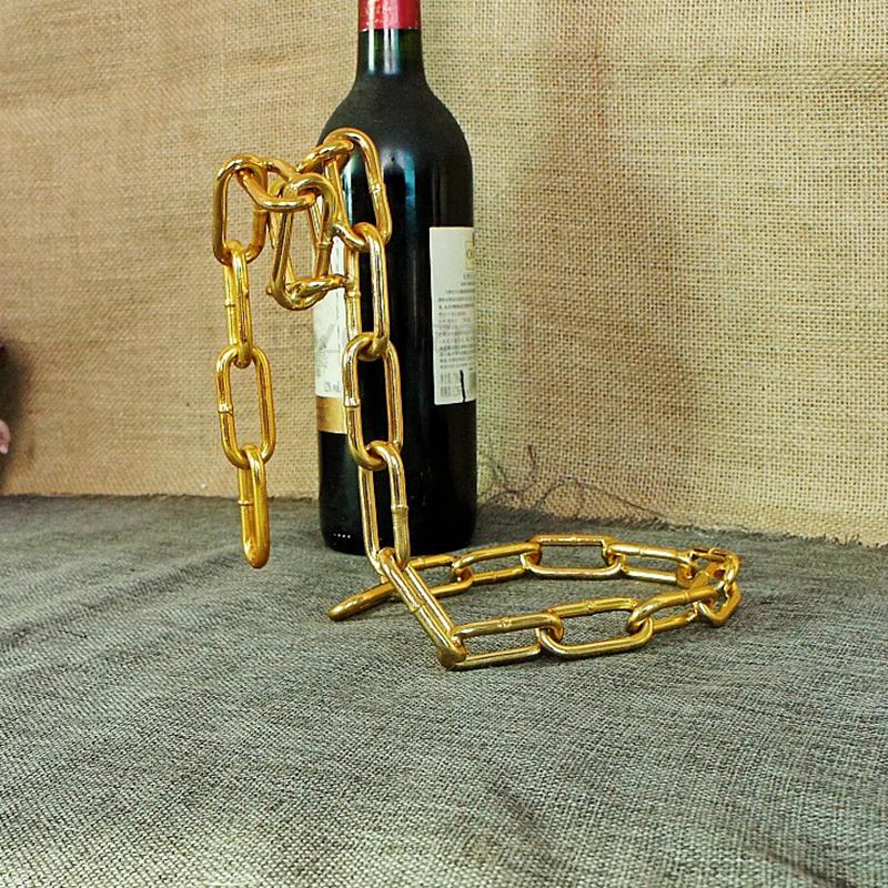 Magic Suspension Wine Bottle Holder Cabinet Display Stand Shelf Bracket Metal Crafts Creative Chain Rope Kitchen Utensils Decor