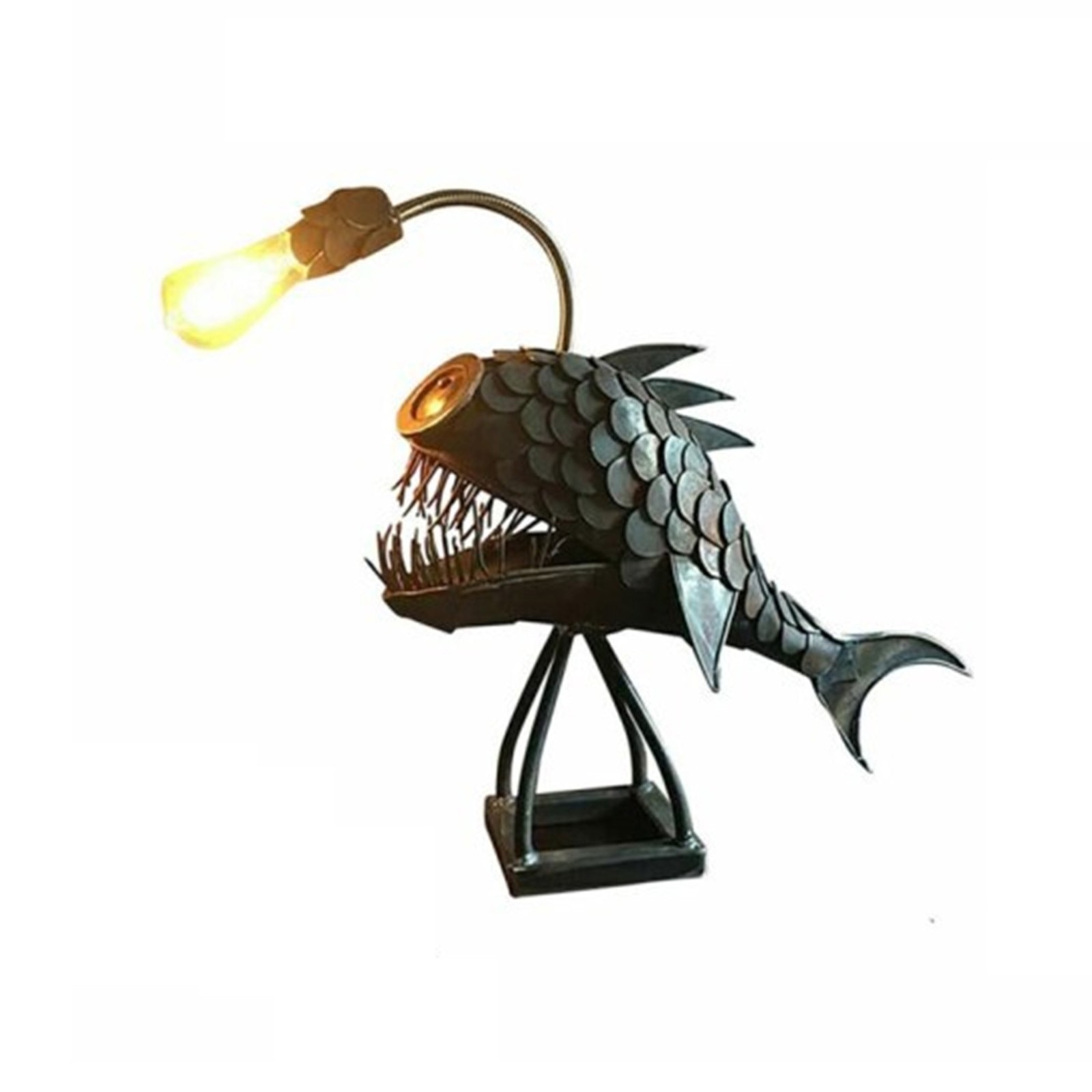 NEW USB Metal Art Lantern Table Decoration Bedroom Home Decoration Gift Creative Angler Fish Desk Lamp Shark Desktop Night Light