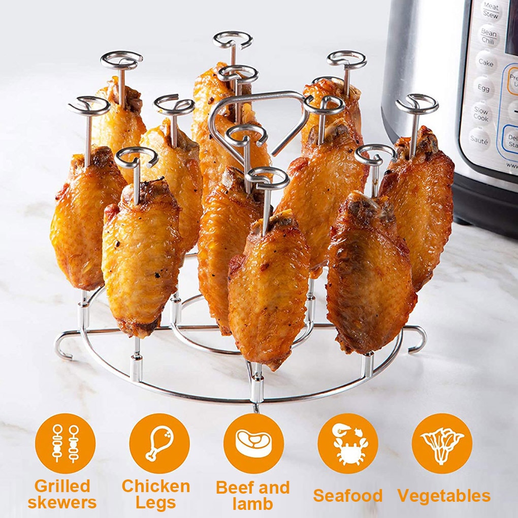 Kitchen Air Fryer Rack Accessories BBQ Grill Tray Basket Stand Roasting Meat Food Holder Tool for Household Picnic Camping