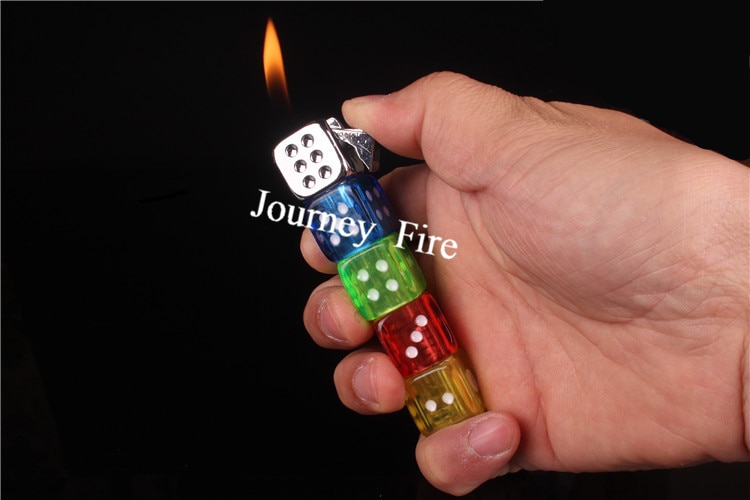 Personality Free Fire Dice Lighter Funny Glowing Toy Butane Refillable Gas Lighter Portable Gadgets For Men Rotatable Lighter