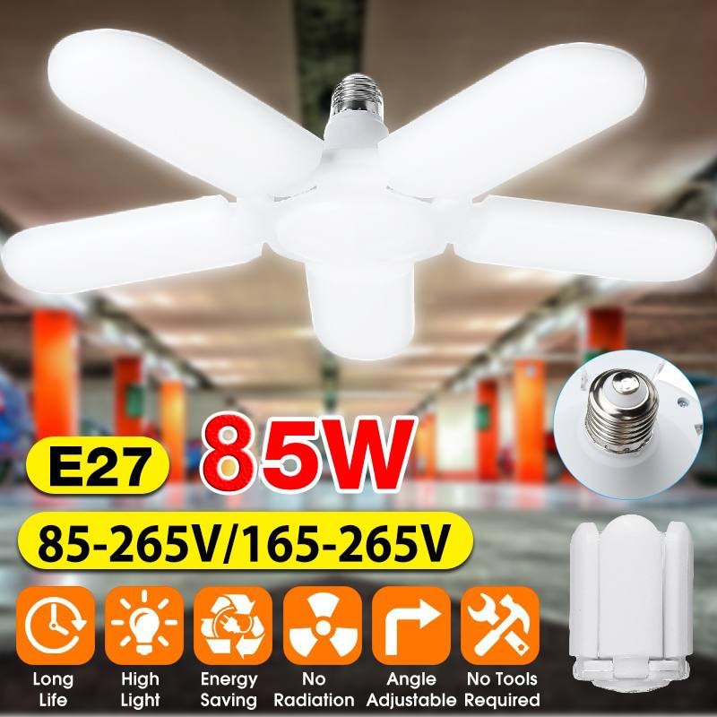 Super Bright Industrial Lighting 85W E27 LED Fan Garage Light 20000LM 85-265V 2835 LED High Bay Industrial Lamp for Workshop