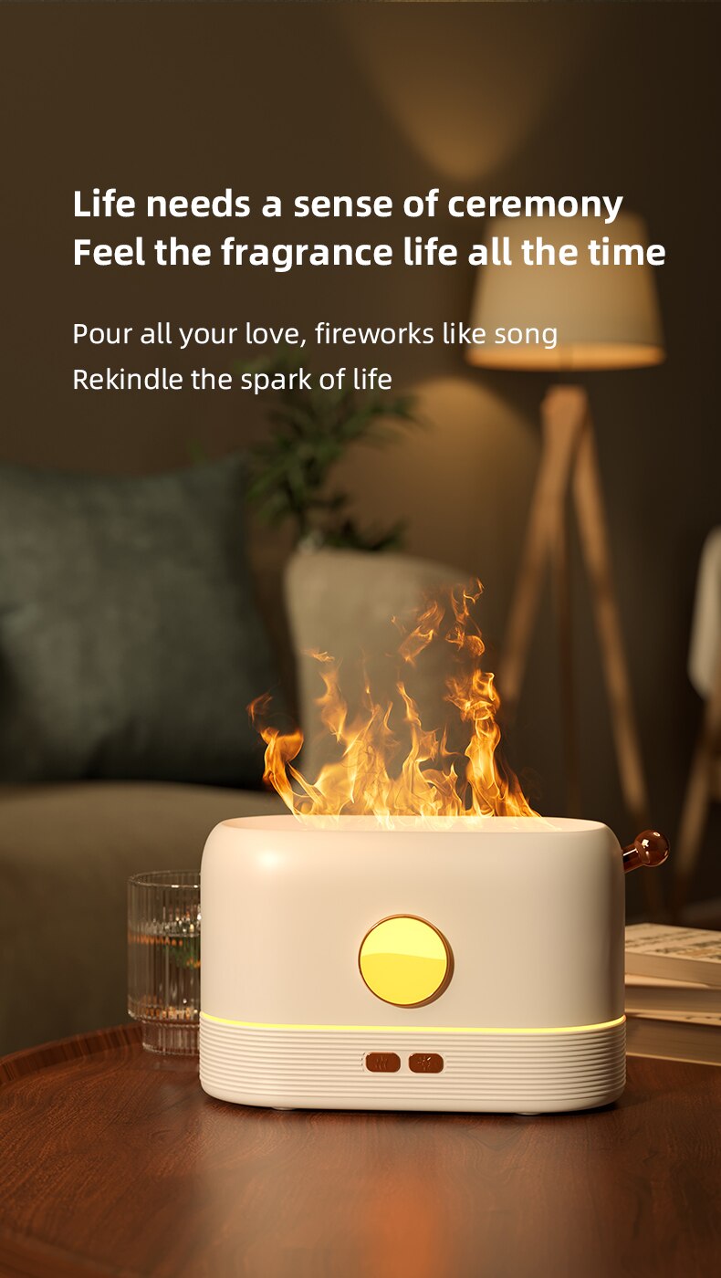 Colorful Flame Aroma Diffuser Air Humidifier Ultrasonic Cool Mist Maker Fogger Led Essential Oil Flame Lamp Difusor