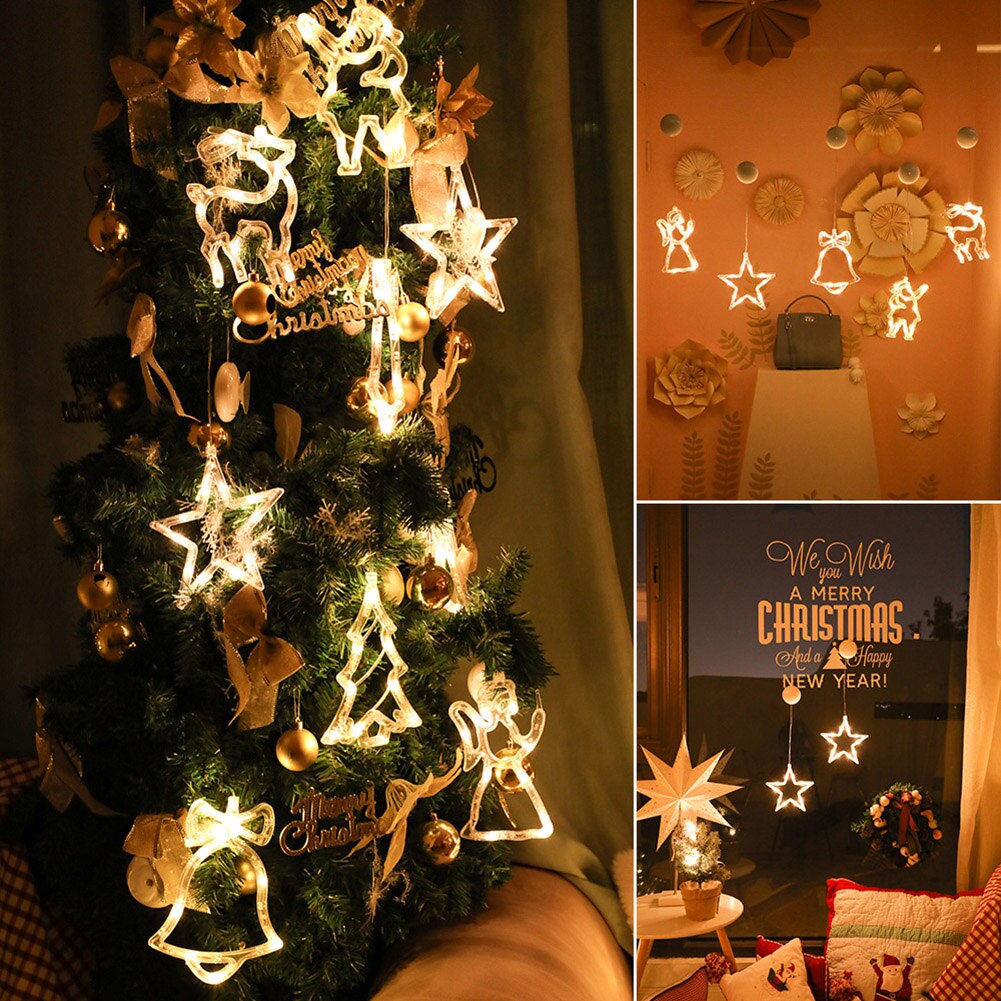 2022 Christmas Decoration Santa Claus Elk LED Light Suction Cup Window Pendant Lamp Noel Natal New Year 2023 Home Decoration