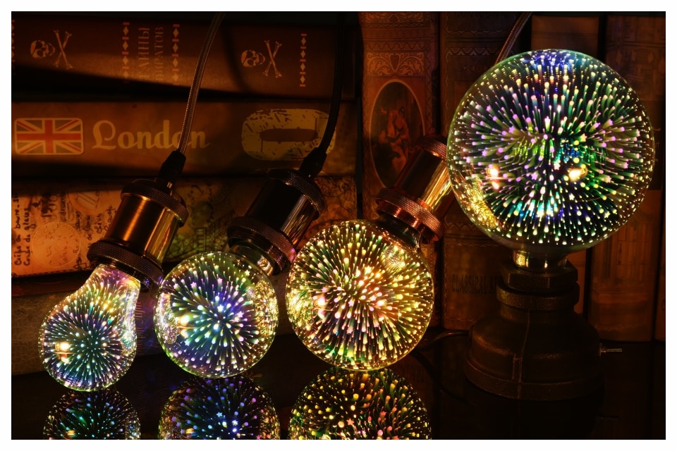 3D Decoration LED Bulb E27 6W 85-265V Vintage Edison Light Bulb Star Fireworks Lamp Holiday Night Light Novelty Christmas Tree