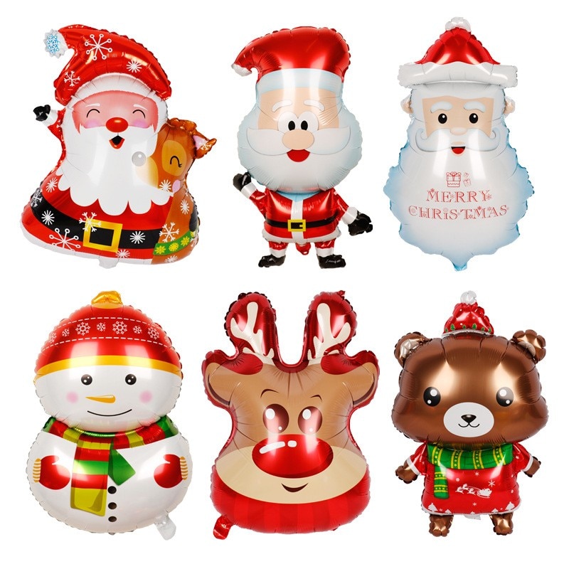1pcs Mini Christmas Balloons Santa Claus Snowman Elk Air Globos Noel Bell Inflatable Toys Kid Christmas Decoration Navidad 2022