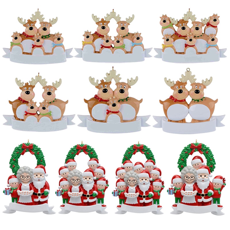 2022 Christmas Holiday Decorations Personalised Family Christmas Xmas Tree Bauble Decoration Ornament Elk Deer Family ornaments