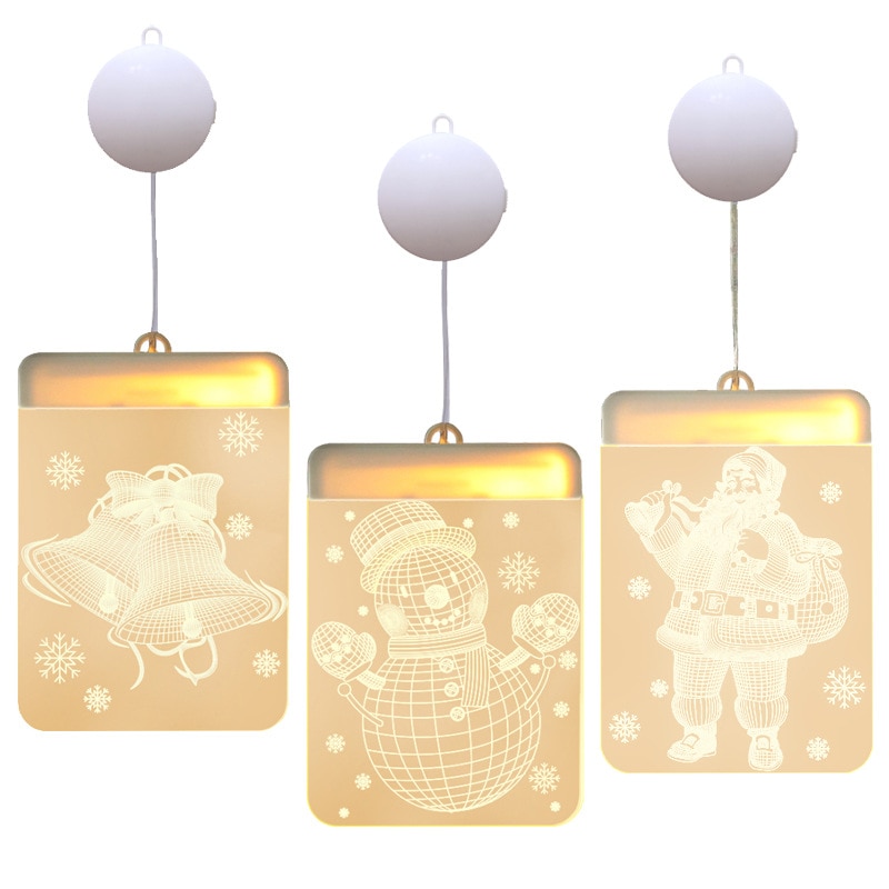 3D Christmas Decoration LED Lights Battery Hanging Lamp Acrylic Board Halloween Hanging Lights Window Decorative Lamp For Party