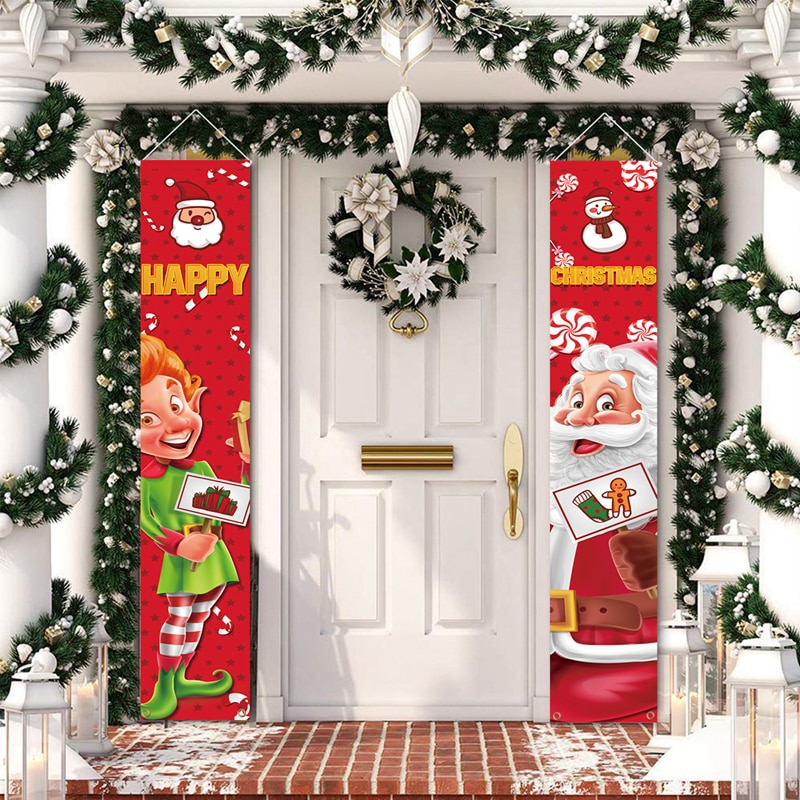 Christmas Door Decoration 2022 Merry Christmas Banner Decor for Home Hanging Xmas Ornament Navidad Happy New Year Gift 2023