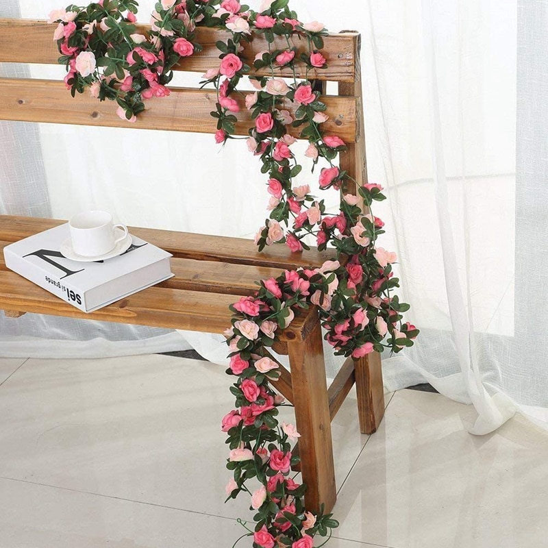 250CM Rose Artificial Flowers Christmas Garland for Wedding Home Room Decoration Spring Autumn Garden Arch DIY Fake Plant Vine