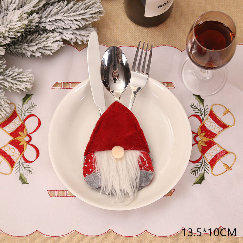 2021 Noel Christmas Decorations for Home Dinner Table Decor New Year 2022 Christmas Gift Tableware Fork Knife Holder Bag Navidad