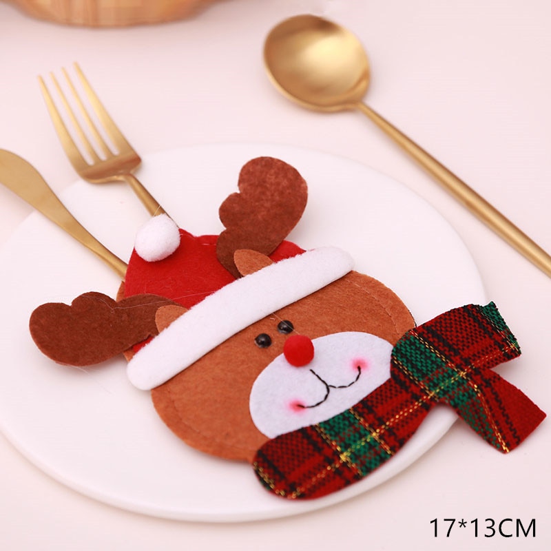 2021 Noel Christmas Decorations for Home Dinner Table Decor New Year 2022 Christmas Gift Tableware Fork Knife Holder Bag Navidad