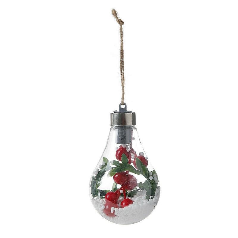 Christmas Transparent LED Bulb Ball Shape Pendant Christmas Xmas Tree Hanging Ornament Christmas Pendant Plastic Bulb Ball