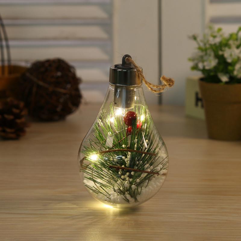 Christmas Transparent LED Bulb Ball Shape Pendant Christmas Xmas Tree Hanging Ornament Christmas Pendant Plastic Bulb Ball