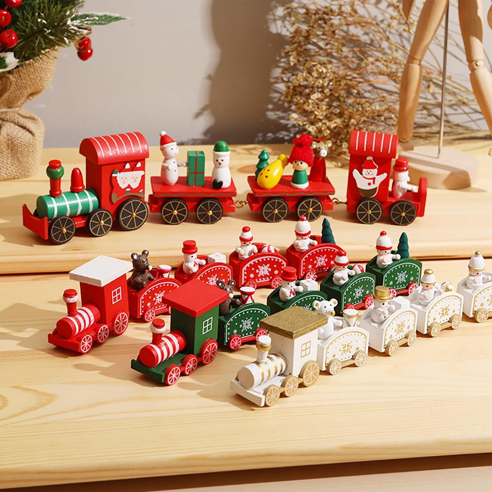 Christmas Plastic/Wooden Train Toy Merry Christmas Decor For Home Kids Christmas Gift Xmas Ornaments Navidad 2022 New Year 2023