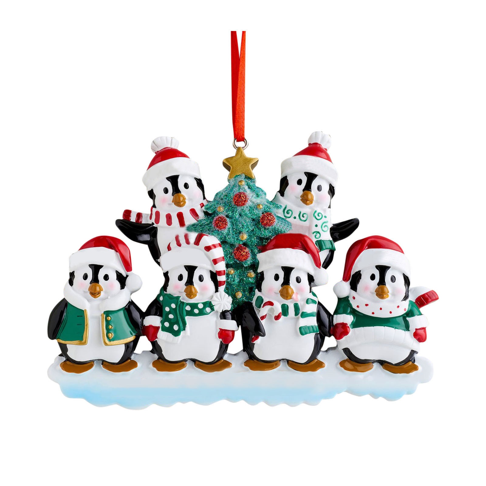 1PCS Resin Cute Penguin Family Pendant Xmas Christmas Tree Decoration Drop Ornaments Gift 2022 New Year Party for Home Decor