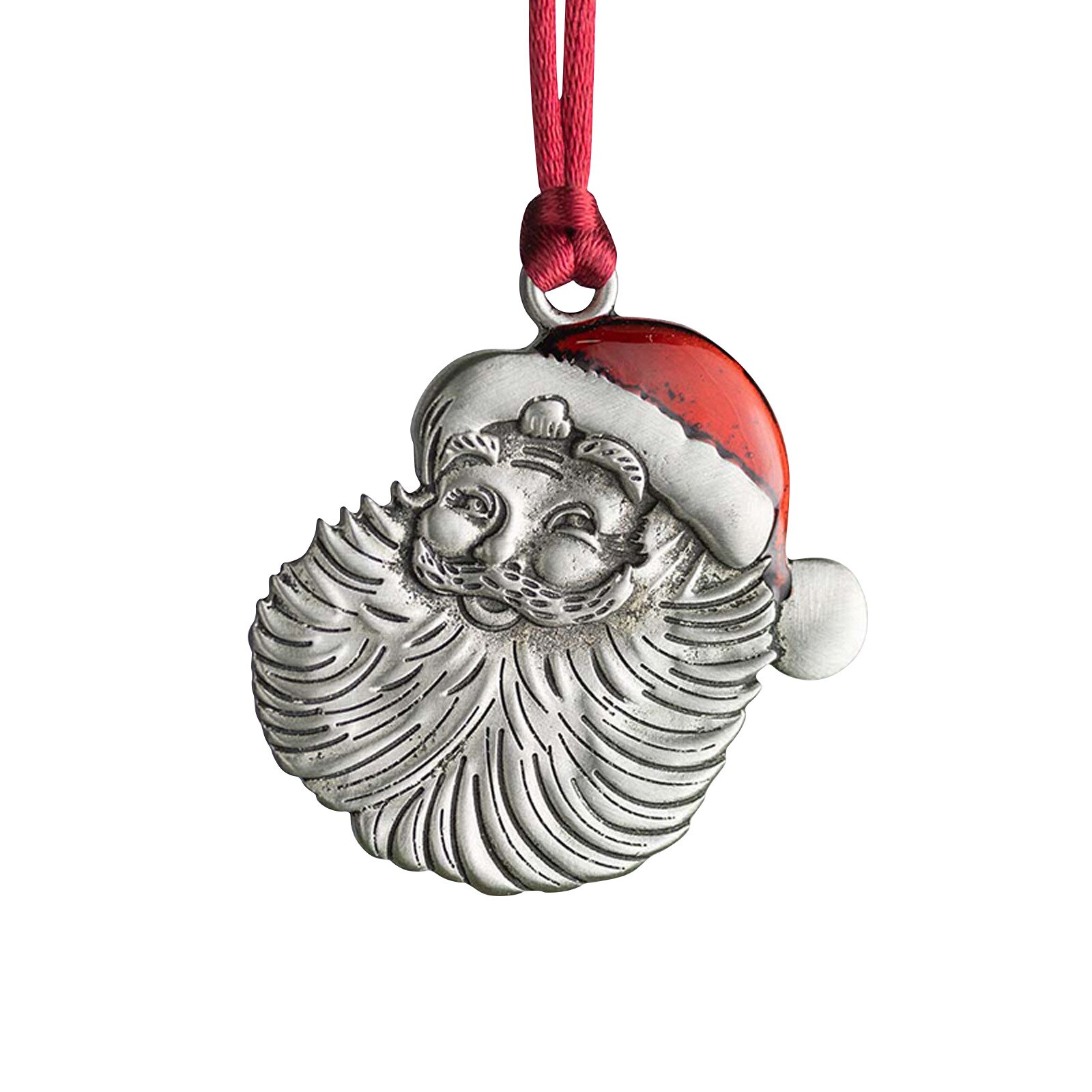 Christmas Tree Ornaments Vintage Retro Silver Metal Hanging Santa Claus Horse Round Coin Noel Christmas Decoration 2022 2023