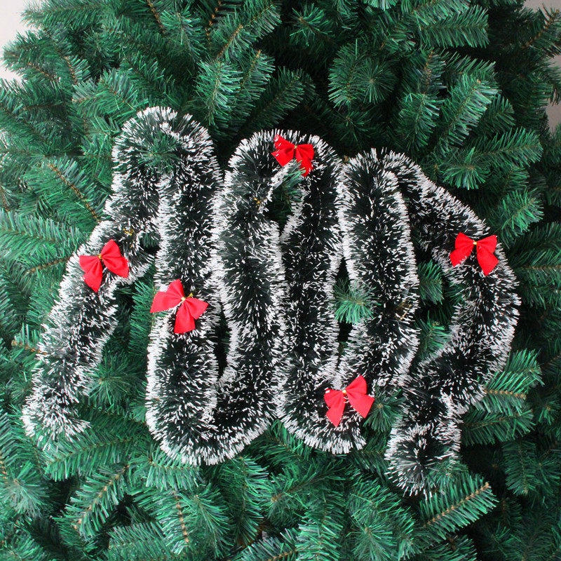 2020 New 2M Christmas Garland Home Party Wall Door Decor Christmas Tree Ornaments Tinsel Strips with Bowknot Party Supplies U3