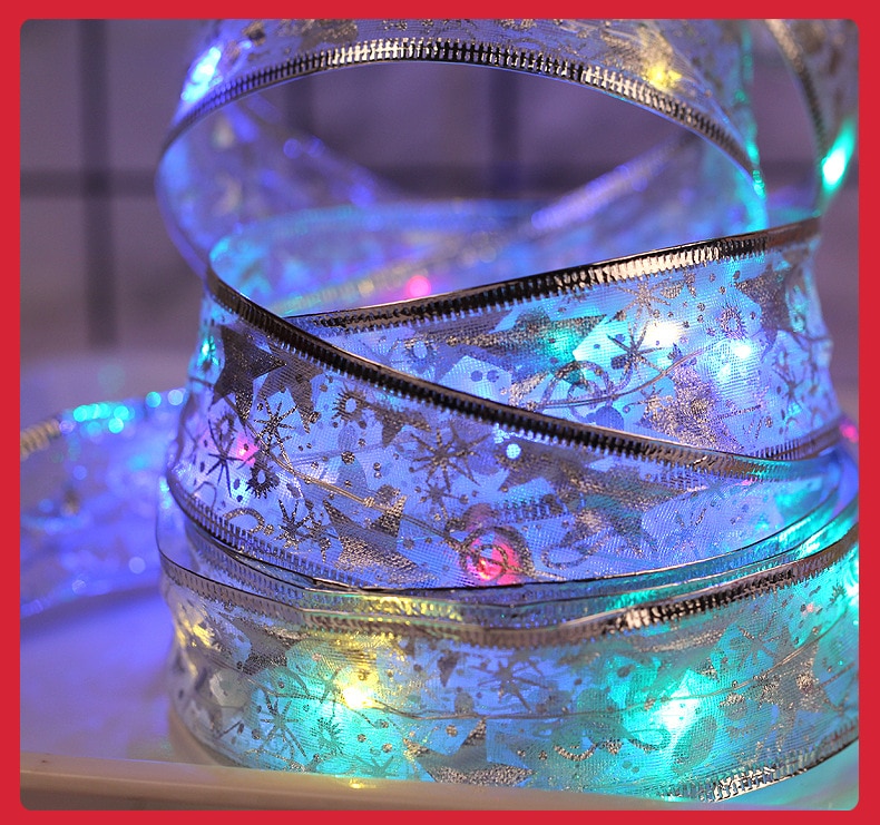 Christmas Decoration LED Ribbon Fairy Lights Christmas Tree Ornaments for Home 2022 DIY Bows Light String Navidad New Year 2023