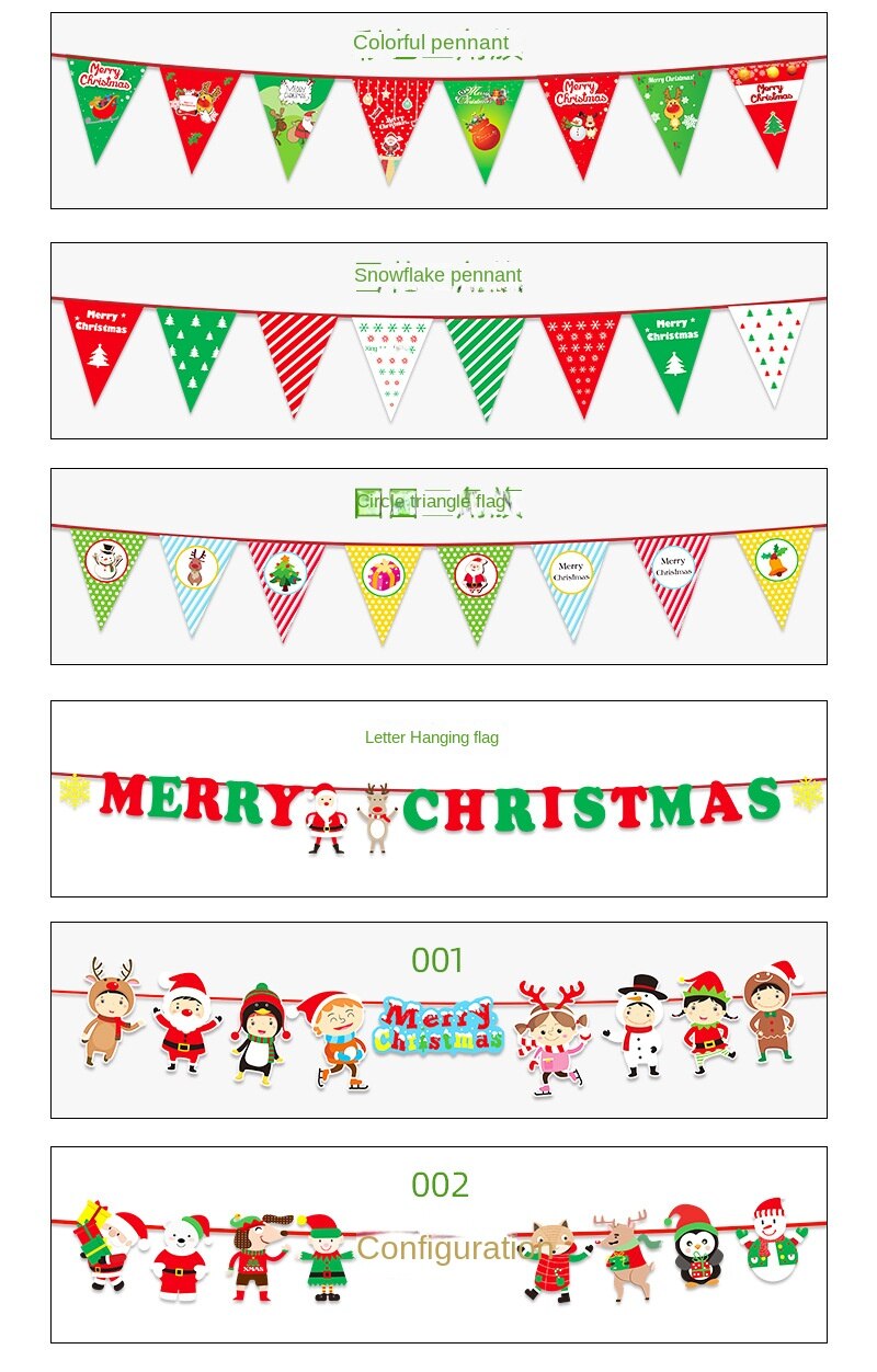 2022 Christmas flag decoration supplies colorful flag pennant hanging flag Christmas party shopping mall scene layout wholesale