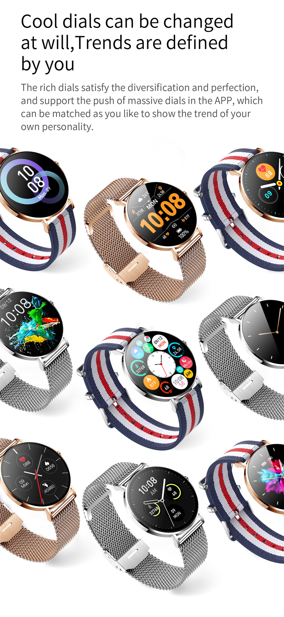 2022 New Ultra Thin Smart Watch Women 1.36" AMOLED 360*360 HD Pixel Display Always Show Time Call Reminder Smartwatch Ladies+Box