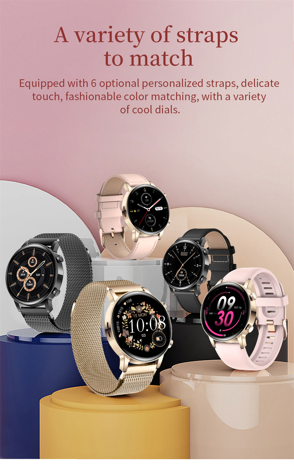 New Bluetooth Call Ladies Smart Watch Women AMOLED 360*360 HD Screen Always Display Watches Custom Dial SmartWatch For Xiaomi