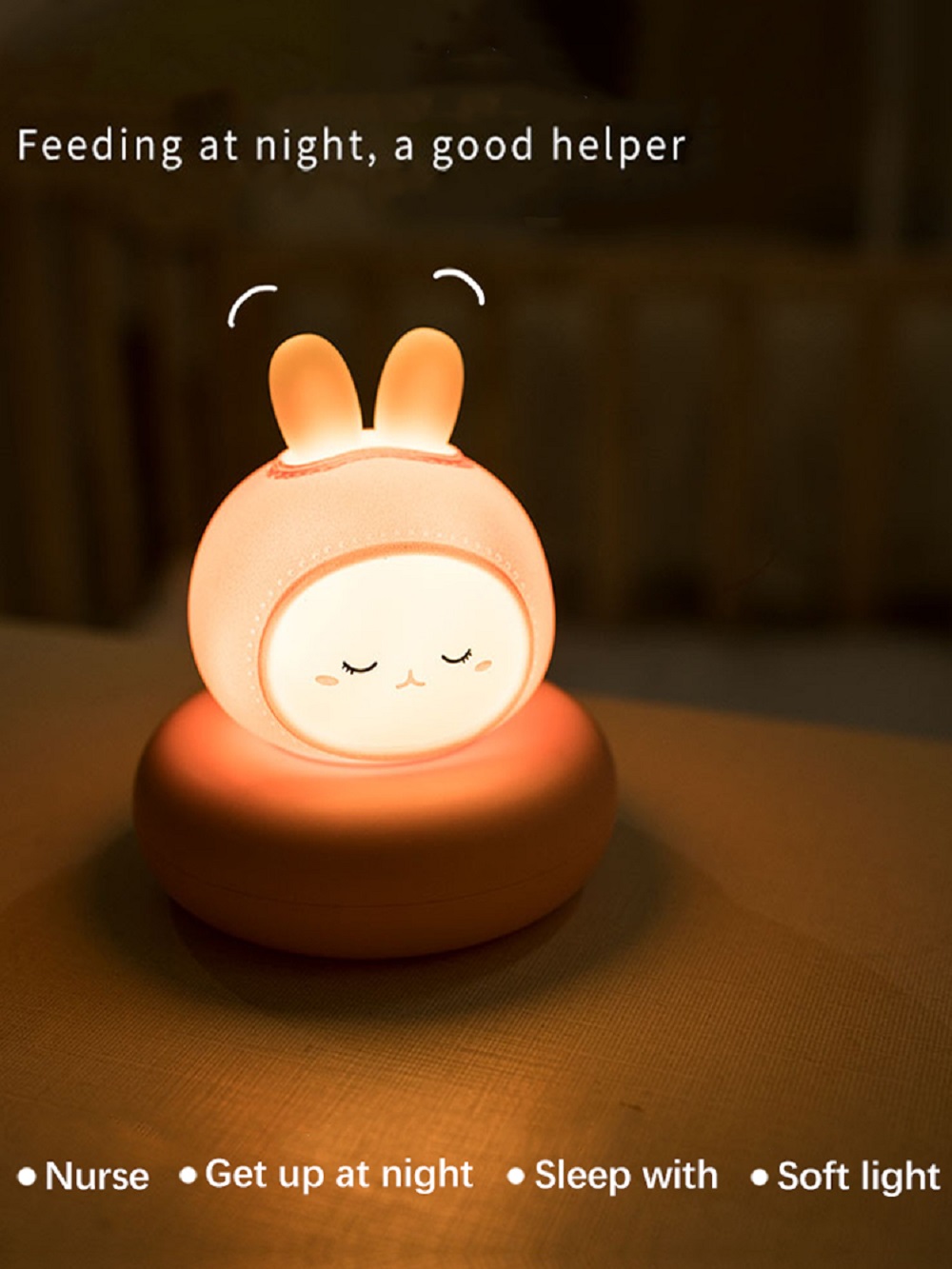 Children's Night Light Bear Rabbit Baby Nightlight Cute For Home Bedroom Kid USB Cartoon Led Lamp Christmas Gift