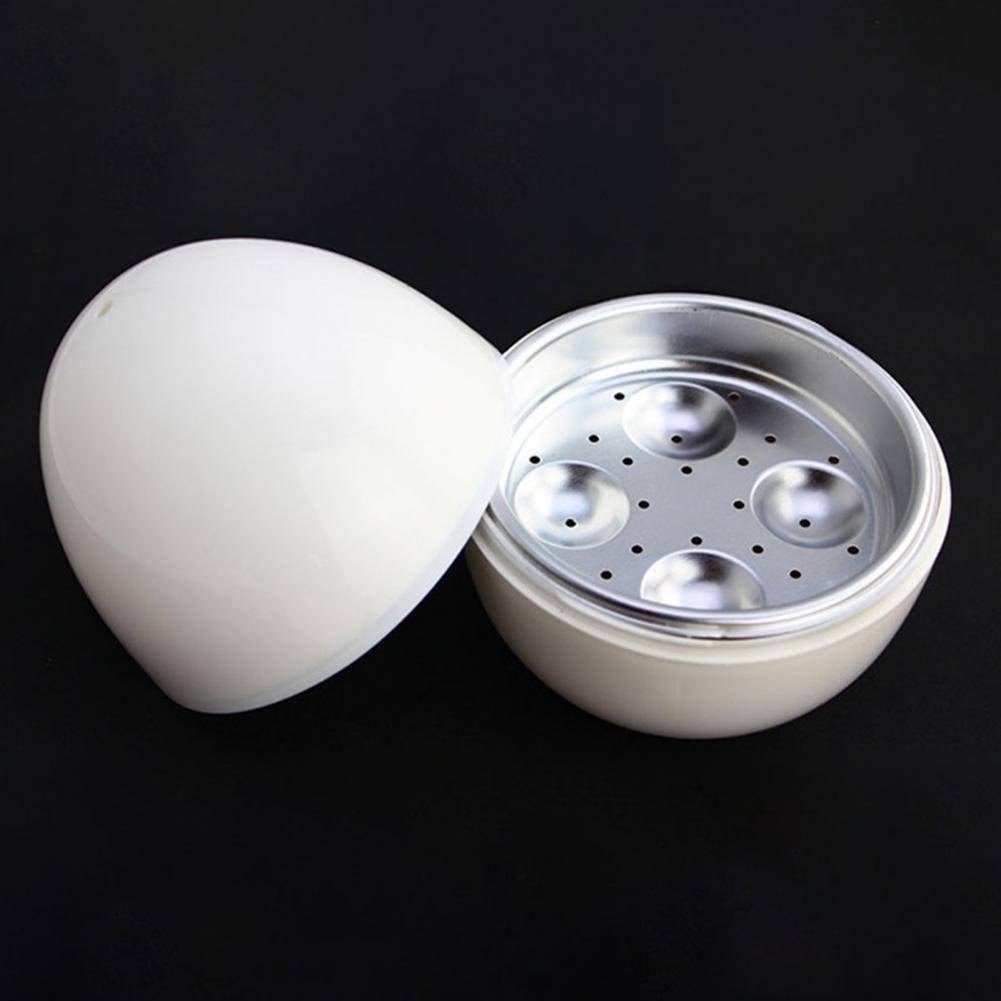 Egg Steamer Egg Boiler Practical 4 Eggs Capacity Egg-shaped Simple White Microwave for Breakfast