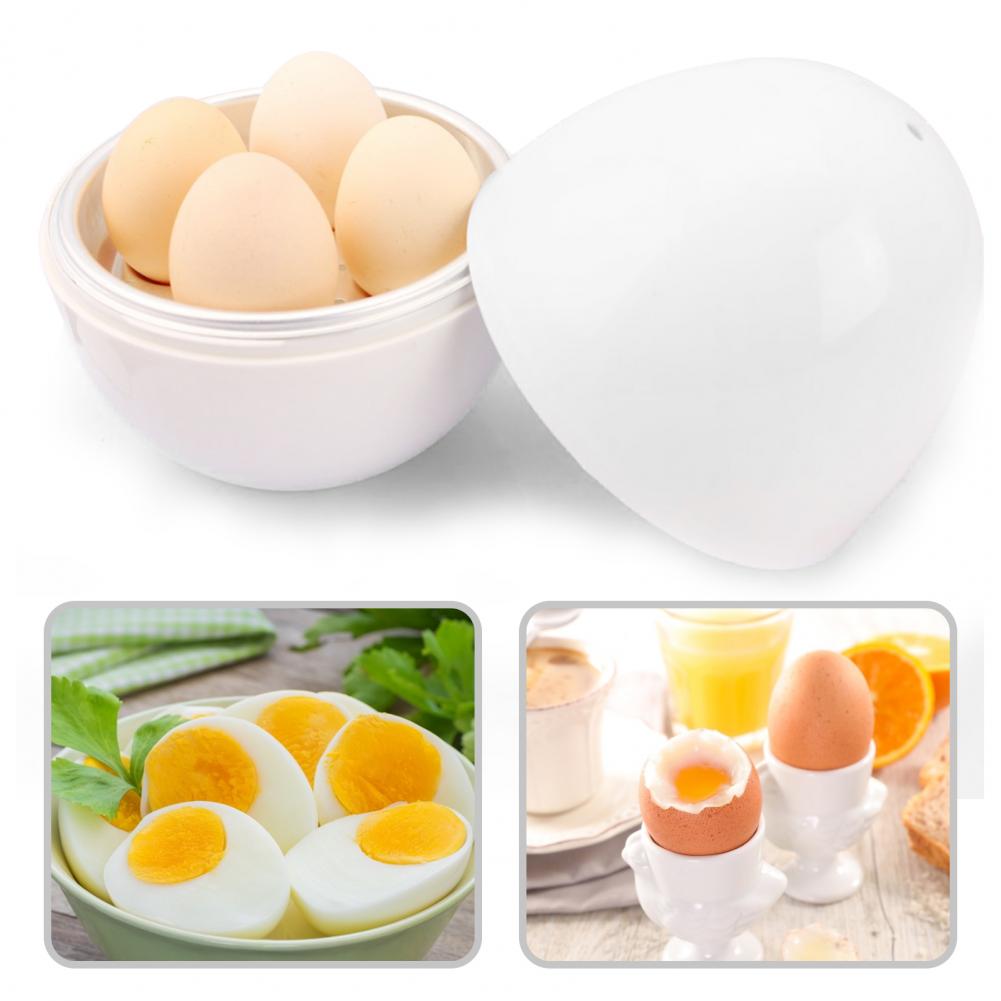 Egg Steamer Egg Boiler Practical 4 Eggs Capacity Egg-shaped Simple White Microwave for Breakfast