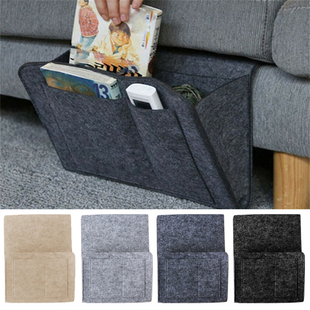 Felt Bedside Storage Organizer Phone Book Magazine Holder Pockets Hanging Storage Bag Baby Tissue Box for Bed Sofa Side Pouch